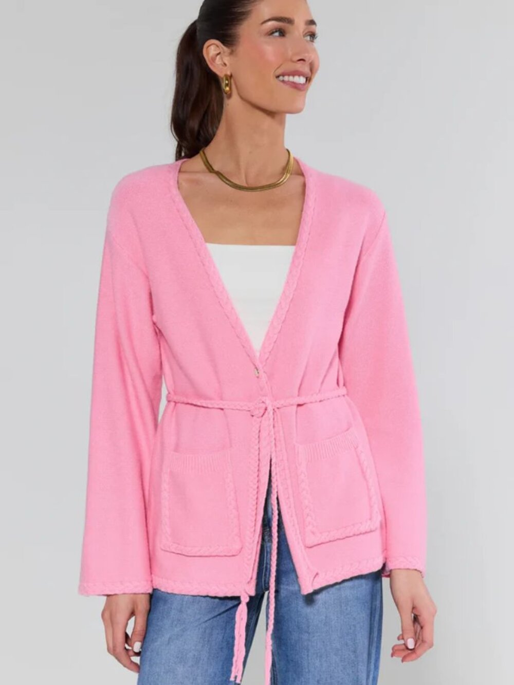 NEW! Avara "Jada" Open Front Pink Cardigan Size Medium